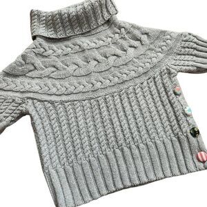 Matilda Jane Sweater Girls Kids 6 Knit Chunky Boho Buttons Gray